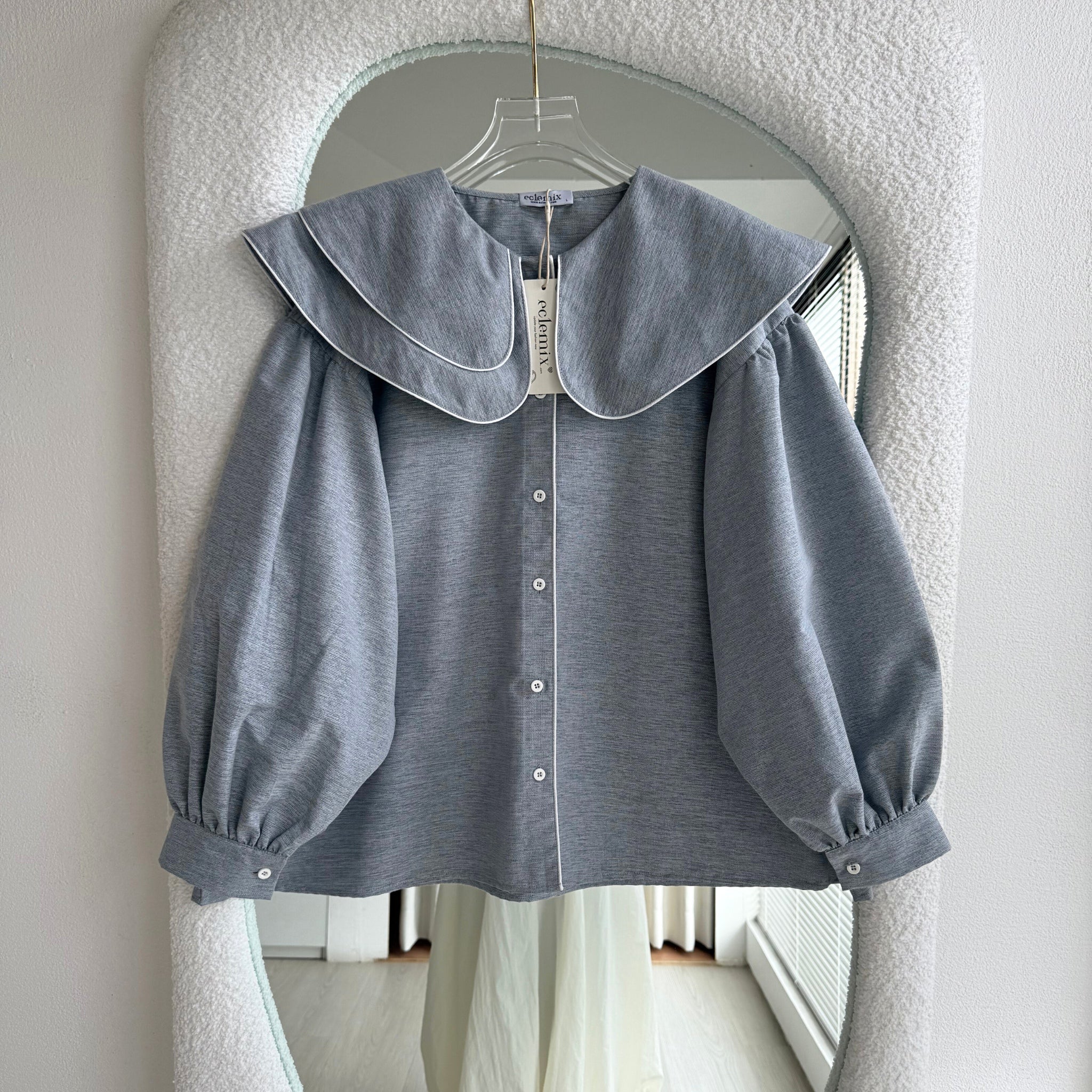 Image of Eclemix Top Omila | Blouse Wanita Puff Sleeve Kerah Lebar